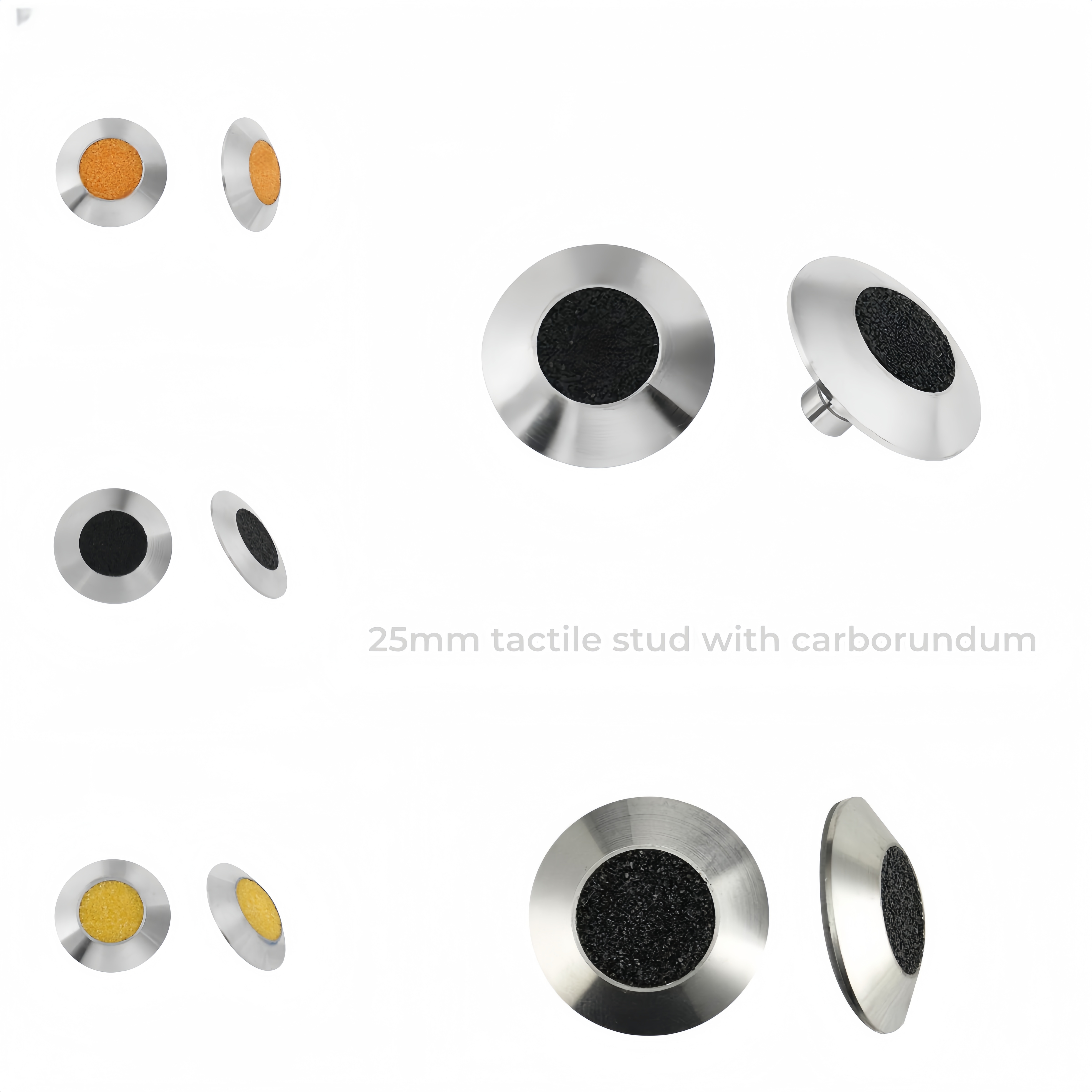 Stainless Steel Tactile Warning Indicator Studs with Carborundum Insert of 25mm Diameter RY-DS128/162